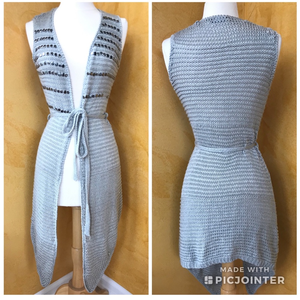 BCBG Max Azria Long Knit Sleeveless Cardigan